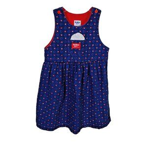 Vintage OshKosh B’Gosh Jumper Dress Overalls Girls Sz 6X Made In USA Denim Heart